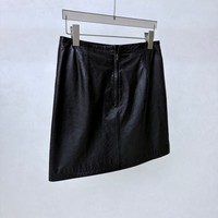 Черная женская прямая юбка из натуральной кожи, облегающая, с молнией до середины икры, повседневная, короткая, для улицы