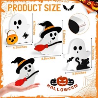 Nouvelles décorations d'Halloween 2026 : Fantômes et citrouilles mignons en bois fait main, impression en relief moderne pour ornements de table de fête