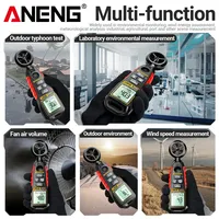 Anemómetro Digital ANENG GN302, 9999 Lecturas, Medidor de Velocidad del Viento de 0.4-30m/s con Prueba de Volumen de Aire, Temperatura y Humedad