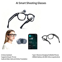 Lunettes Intelligentes Noires Tendance avec IA, Traduction en Temps Réel, Appels, Musique, Confortables à Porter, et Caméra 8MP