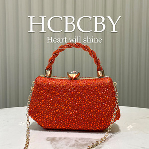 Glittering <strong>Orange</strong> Double-Side Rhinestone <strong>Clutch</strong> - Elegant Women's Evening <strong>Bag</strong> for Parties &amp; Events - Product Image 3