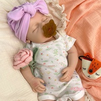 Poupée Reborn réaliste en silicone pour nouveau-né de 18''/20'', fille/garçon, faite à la main, en silicone souple, avec bouche ouverte, qui boit et qui pleure