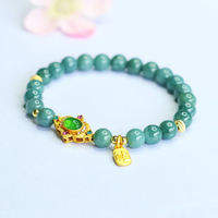 Bracelet en pierre naturelle en gros, bijoux de mode, bracelet en jadéite verte, bracelet ajustable en perles de jade du Myanmar