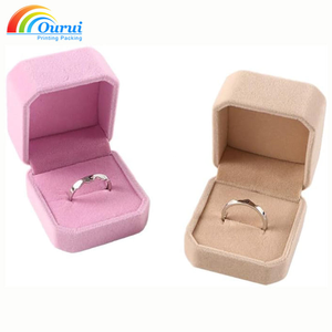 Caja de Anillo Octogonal de Terciopelo Personalizada Directo de Fábrica con Forro Negro en Varios Colores, Caja de Regalo de Anillo de Terciopelo Personalizada para Mujer - Product Image 2