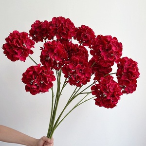 SPR Meilleures ventes Flower World Hortensia artificiel en soie vert foncé, toucher réel, <span class=keywords><strong>fleur</strong></span> 3D pour la remise des diplômes et la Fête des Mères - Product Image 2