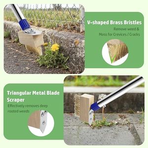Weed Remover Tool with Long Handle Weed <b>Scraper</b> and Weed Wire Brush Set to Remove Weeds and Moss for Garden, <b>Patio</b>, Driveway - Product Image 3