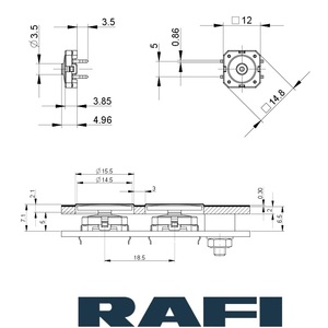 Interruptor de botón táctil impermeable alemán RAFI 12mm REACH modelo 1.14.012.501/0000 - Product Image 3