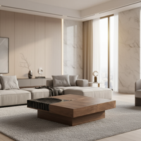 Table basse en bois moderne et luxueuse de conception créative avec rangement caché pour le salon, meubles de maison