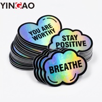 Autocollants holographiques personnalisés, imperméables, découpés à la forme, en vinyle, résistants aux UV, citations inspirantes et motivantes sur la santé mentale, arc-en-ciel