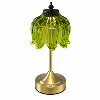 Lampu Meja Kristal Elegan Tanpa Kabel, Dapat Diisi Ulang, Kontrol Sentuh, LED Dapat Diredupkan, Lampu Malam Kaca, Lampu Meja Vintage untuk Dekorasi Rumah