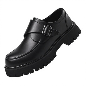 Nouvelles Chaussures Habillées en Cuir Noir pour Hommes, à Semelle Épaisse, Imperméables, avec Semelle Intérieure en EVA, Style Slip-On, Idéales pour Mariage - Product Image 2