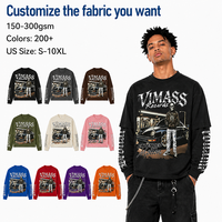 T-shirt en coton épais surdimensionné à superposition avec motif en strass pour marque streetwear, commandes personnalisées en gros OEM ODM