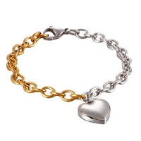 Nouveau bracelet unisexe tendance en acier inoxydable plaqué or 18 carats avec fermoir OT anti-ternissement et pendentif lettre initiale cœur