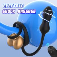 Anneau vibrant multifréquence étanche à choc électrique, masseur de prostate, plug anal vibrant, œufs vibrants, produits pour adultes pour couples