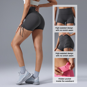 Leggings de sport de haute qualité, plissés, à cordon de serrage, taille haute, effet push-up, pour le yoga, la gym, les shorts de sport pour femmes, pantalons de yoga - Product Image 3