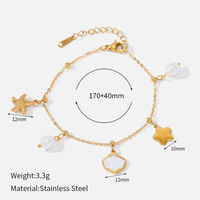 Bracelet en acier inoxydable plaqué or 18 carats pour femmes, véritable charme étoile lune en nacre, bijoux en perles baroques imperméables