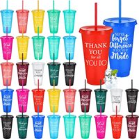Grande réduction : Gobelets réutilisables en plastique pour enfants, changeant de couleur, 710 ml (24 oz), avec couvercles et pailles, pour boissons glacées de Noël