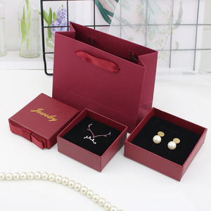 Custom Simple Rectangle Cardboard Jewelry Packaging <b>Box</b> Ribbon Bow Gift Case for <b>Ring</b> Necklace Earring Display Small Business - Product Image 3