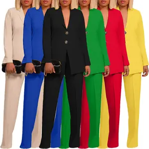 Spring New Arrivals Ladies Elegant Solid Color Suits Set For Women Blazer And Pants Set Plus Size Business Suits For Women