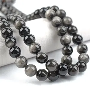 High Quality Natural Obsidian Rough Beads for Jewelry Making 4-12mm Loose Obsidian Beads