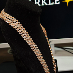 8mm Iced Cuban Link <b>Chain</b> Two Tone Moissanite with Custom Lock Clasp Hip Hop Sparkle Luxury Cuban Necklace <b>Gold</b> Silver Plated - Product Image 2