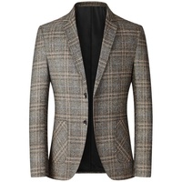 Blazer de costume décontracté à carreaux pour homme, à deux boutons, prêt-à-porter, vente directe