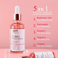 Nouveau sérum de soin de la peau visage 5 en 1 sérum anti-âge blanchissant pour le visage avec 30% de vitamine C 5% de niacinamide 10% de vitamine E