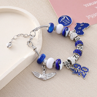Charmant Designer Sororité Zeta Phi Beta Bijoux Bleu Royal et Blanc Ton Grec ZPB 1920 Colombe Symbole Perlé Sororité Bracelet