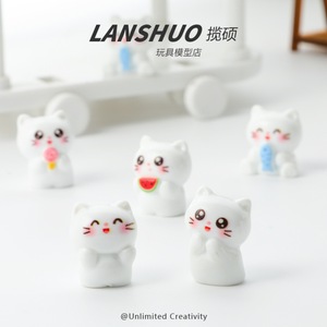 Lanshuo Cartoon Cat Resin Figurines Mini Animal <b>Decor</b> Home Decoration DIY Craft Accessories - Product Image 2