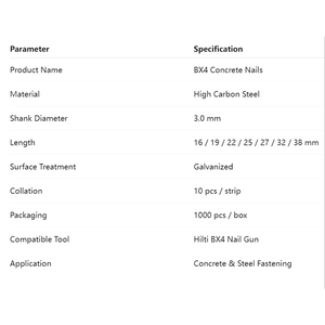 Clous à béton BX4 compatibles avec la cloueuse sans fil Hilty BX4, pointes de fixation pour béton et acier - Product Image 6