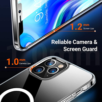 Coque de téléphone magnétique transparente antichoc anti-jaunissement en TPU+PC pour iPhone 12 13 14 15 16 16E 17 18 Pro Max Plus
