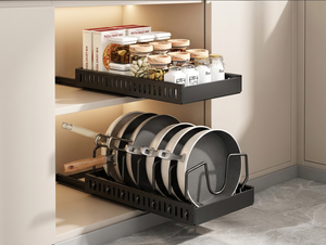 Organizzatore scorrevole regolabile per coperchi di pentole e spezie, in <span class=keywords><strong>metallo</strong></span>, resistente, per ripiani e armadietti da cucina - Product Image 1