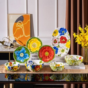 Platos de Porcelana Estilo Europeo Americano, Aptos para Lavavajillas, con Diseño Personalizado, 10+8 Pulgadas, Ideales para Reuniones Familiares, Más Vendidos - Product Image 3