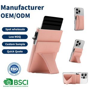 Tarjetero Pop-up de Cuero Saffiano con Bloqueo RFID y Logotipo Personalizado Casekey, Cartera Magnética Delgada y Minimalista con Soporte para Teléfono - Product Image 1