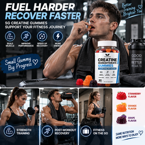 Creatine Monohydrate Gummies 5g Sugar Free <strong>Muscle</strong> Strength <strong>Recovery</strong> <strong>Supplement</strong> 3 Flavor Variety Vegan Bulk Private Label OEM - Product Image 3