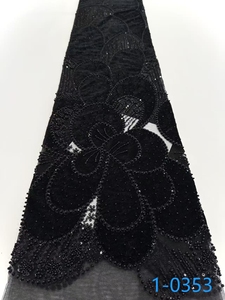 Tissu de dentelle à perles 2025 en vogue, broderie de roses, perles collées, tissu de dentelle nuptiale pour la <span class=keywords><strong>vente</strong></span> en gros, fabriqué en Chine - Product Image 2