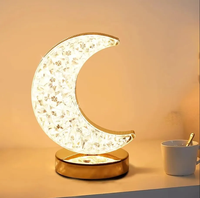 Lampe de table décorative à lumière lunaire, cadeau d'anniversaire pour enfants, lampe de table moderne en cristal LED rechargeable, étoiles LED, lune