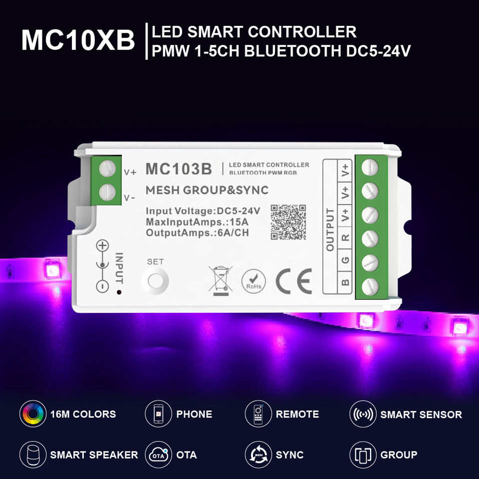 Maximum Power Rating For Led MC100B Tuya Smart Bluetooth RGBCCT LED Strip Dimmer Controller DC12-24V ...