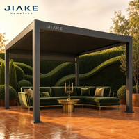 Pergola en aluminium Jiake 6063-T5 avec toit à lames motorisées pour terrasse de jardin de luxe, patio, gazebo, pavillon, espace de vie extérieur