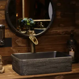 Design clássico moderno lavabo rectangular, lavabo de cerâmica pia do banheiro