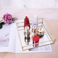 Plateau miroir doré, plateau miroir rectangulaire pouvant contenir du parfum, des bijoux, des cosmétiques, plateau de décoration de chambre