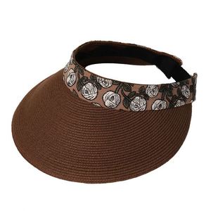 Spring Summer Wide Brim Straw Sun <b>Hat</b> <b>for</b> Women Sunshade Outdoor Beach Foldable Visor <b>Hat</b> with Floral Print Binding Ribbon - Product Image 5