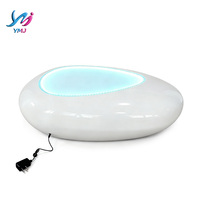 Table basse ovale moderne de luxe en fibre de verre, éclairage LED, portable, hauteur réglable, pour salon, bureau, hôtel