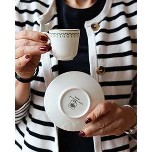 Service à café Richard Ginori Lago 12 tasses avec décoration Cristina, style chinois, ensembles de tasses à thé en métal pour hôtels, pour le Nouvel An chinois - Product Image 1