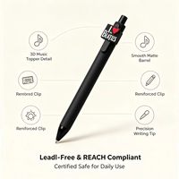 Stylos noirs rétro avec embouts pour écouteurs en forme de cassette et de disque vinyle pour les articles promotionnels des groupes et les cadeaux de festival