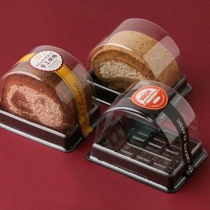 Stock plastic display container for Swiss roll cake packaging box