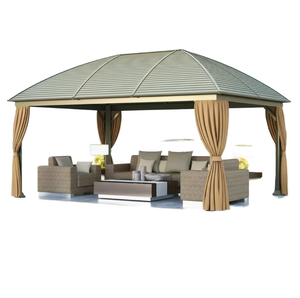 Gazebo en aluminium d'extérieur - Auvent de jardin contemporain pour cour, patio, zone de <span class=keywords><strong>piscine</strong></span> avec design léger - Product Image 6