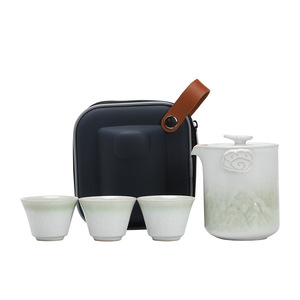Travel <b>Tea</b> Set <b>Ceramic</b> One <b>Pot</b> Two Cups Portable Kung Fu <b>Tea</b> Cup Personal Use Lightweight New Chinese Style - Product Image 4