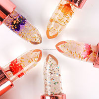 Logo personnalisé rouge à lèvres gelée de cristal marque privée température couleur changeante fleur hydratant soin des lèvres baume à lèvres