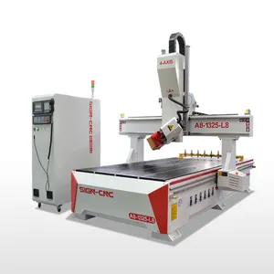 Venta caliente 4 Axis HQD 9kw Cortador de madera refrigerado por aire CNC Router 1325 1530 con husillo giratorio